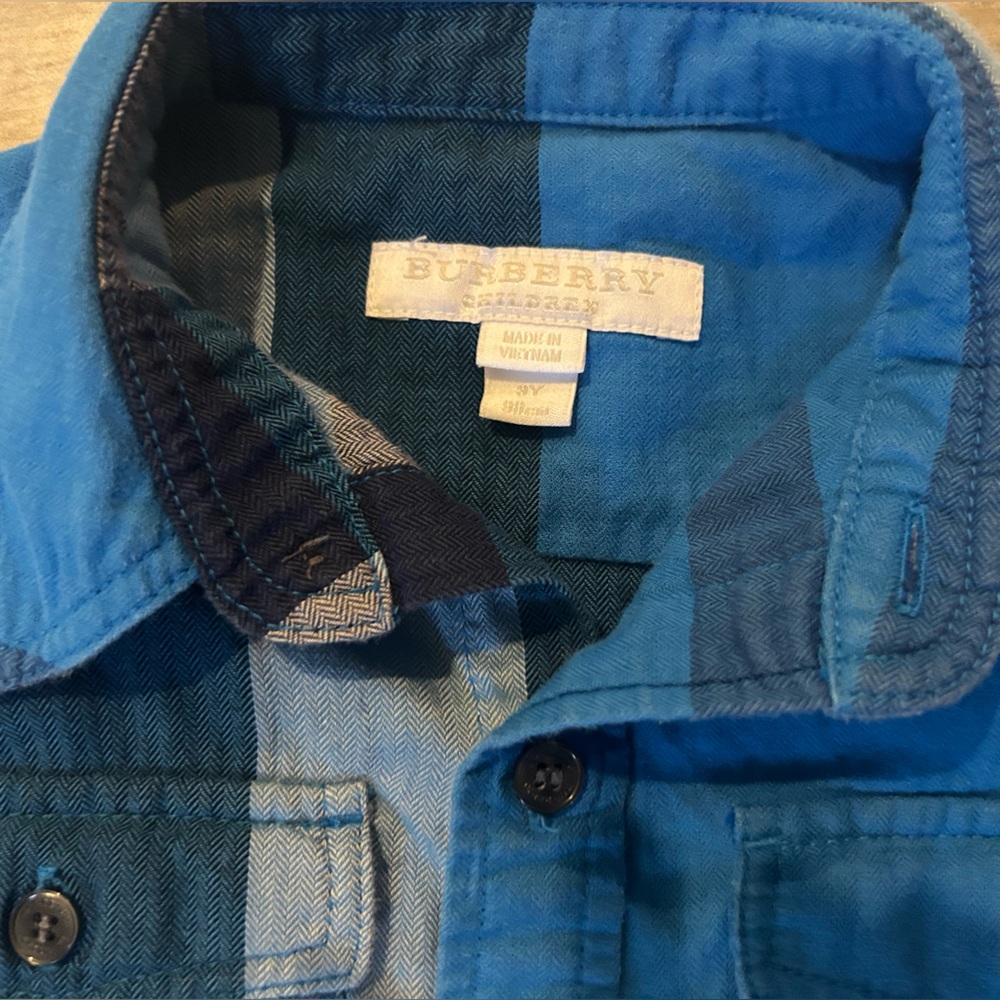 Burberry Authentic Teal and Navy Checkered Shirt